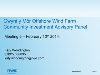 Gwynt y Môr Offshore Wind Farm Community Investment Advisory Panel