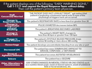 Early Warning Signs to Call RRT
