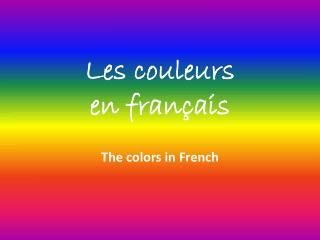 Les couleurs en français