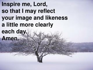 Inspire me, Lord, so that I may reflect your image and likeness a little more clearly each day.