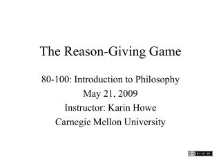 The Reason-Giving Game