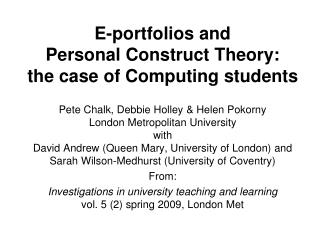 E-portfolios and Personal Construct Theory: the case of Computing students