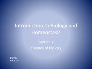 Introduction to Biology and Homeostasis
