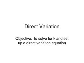 Direct Variation