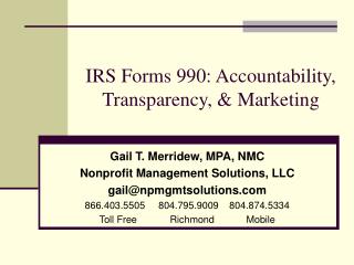 IRS Forms 990: Accountability, Transparency, &amp; Marketing