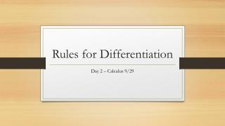 Rules for Differentiation