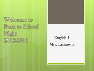 Welcome to Back to School Night 2012-2013