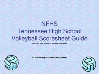NFHS Tennessee High School Volleyball Scoresheet Guide