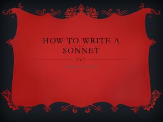 How to write a Sonnet