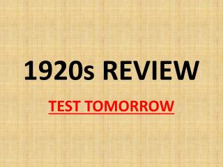 1920s REVIEW