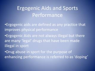 Ergogenic Aids and Sports Performance