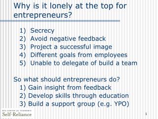 Why is it lonely at the top for entrepreneurs?