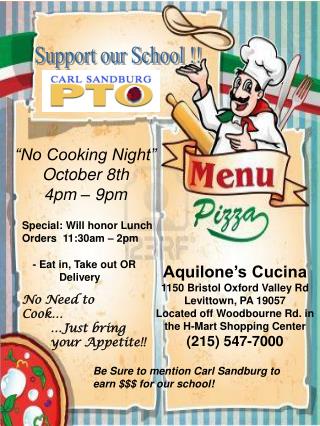Aquilone’s Cucina 1150 Bristol Oxford Valley Rd Levittown, PA 19057