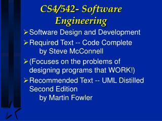 CS4/542- Software Engineering