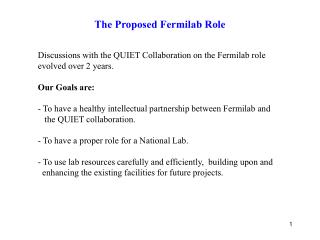 The Proposed Fermilab Role