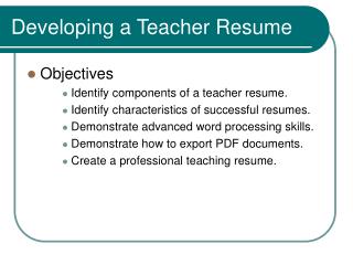 Developing a Teacher Resume