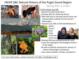 ENVIR 280: Natural History of the Puget Sound Region