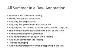 All Summer in a Day- Annotation
