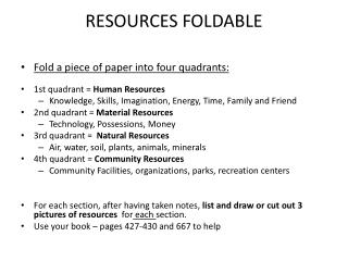 RESOURCES FOLDABLE