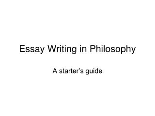 Essay Writing in Philosophy