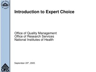 Introduction to Expert Choice