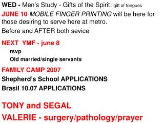 WED - Men’s Study - Gifts of the Spirit: gift of tongues