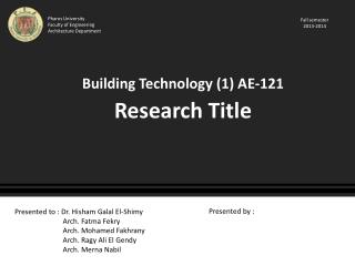 Building Technology (1) AE-121