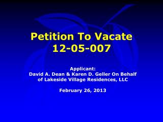 Petition To Vacate 12-05-007