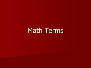Math Terms