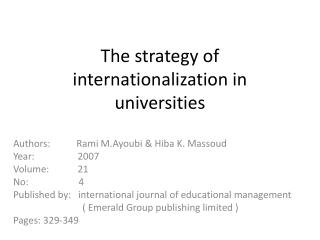 The strategy of internationalization in universities