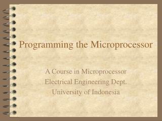 Programming the Microprocessor