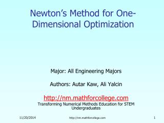 Newton’s Method for One-Dimensional Optimization