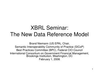 XBRL Seminar: The New Data Reference Model