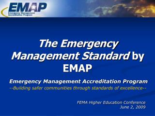 The Emergency Management Standard by EMAP