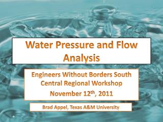 Water Pressure and Flow Analysis