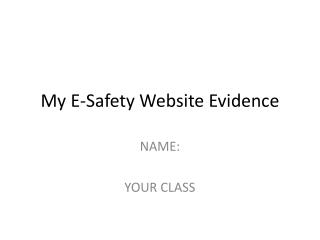 My E-Safety Website Evidence
