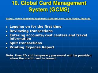 10. Global Card Management System (GCMS)
