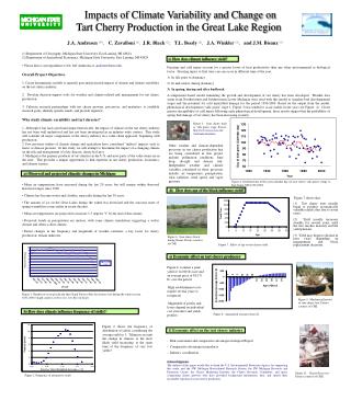 Impacts of Climate Variability and Change on Tart Cherry Production in the Great Lake Region