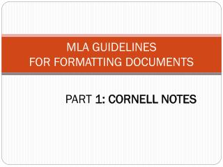 PART 1: CORNELL NOTES
