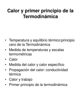 Calor y primer principio de la Termodinámica