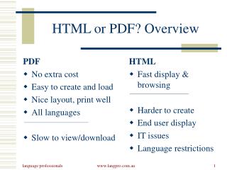 HTML or PDF? Overview