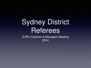 Sydney District Referees