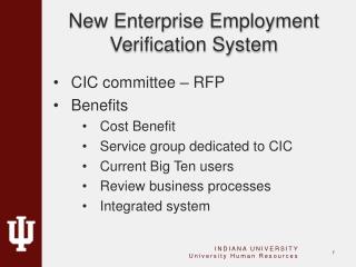New Enterprise Employment Verification System