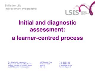 Initial and diagnostic assessment: a learner-centred process