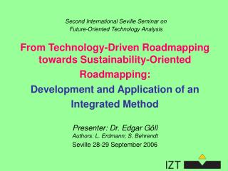 Second International Seville Seminar on Future-Oriented Technology Analysis