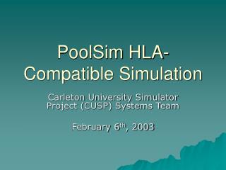 PoolSim HLA-Compatible Simulation