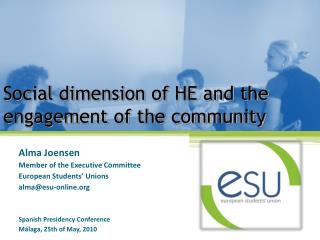 Social dimension of HE and the engagement of the community