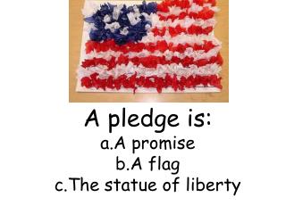 A pledge is: A promise A flag The statue of liberty