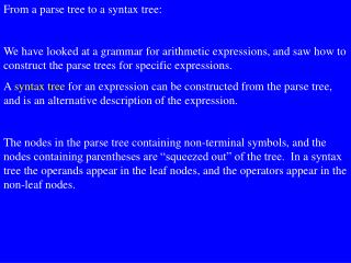 From a parse tree to a syntax tree: