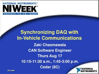 Synchronizing DAQ with In-Vehicle Communications